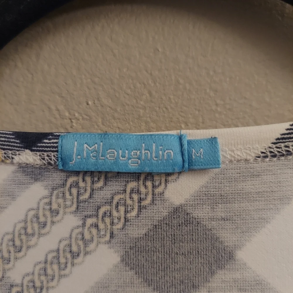 J MCLAUGHLIN Signature Catalina Cloth Blue And White Plaid 3/4 Length Sleeve Top - Picture 2 of 11